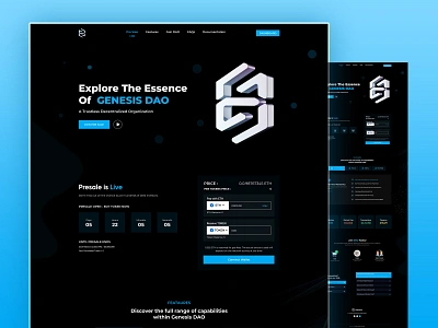 Genesis Landing Page Design ai artificial blockchain crypto currency dao defi finance home page intelligence landing page mobile app mobile screen responsive token ui web design web3