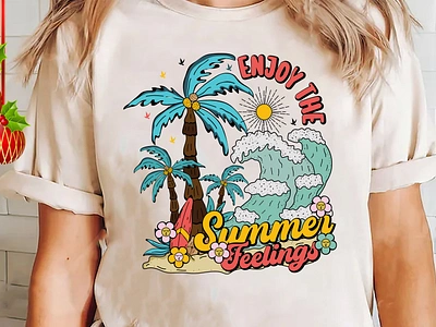 Enjoy the Summer Feeling Summer Beach custom tshirt design graphicdesign illustration summer summer feeling t shirt design tshirts typography