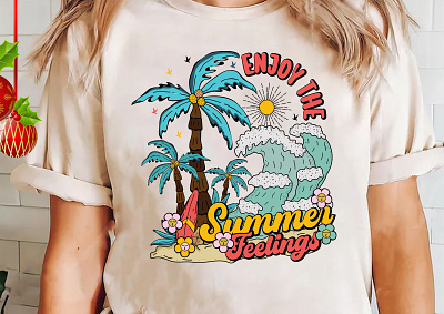 Enjoy the Summer Feeling Summer Beach custom tshirt design graphicdesign illustration summer summer feeling t shirt design tshirts typography