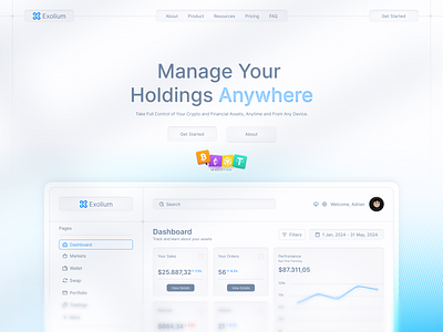 Finance Landing Page app bitcoin crypto crypto design dashboard design finance finance dashboard light mode saas transaction ui ui design uiux ux design wallet website white mode