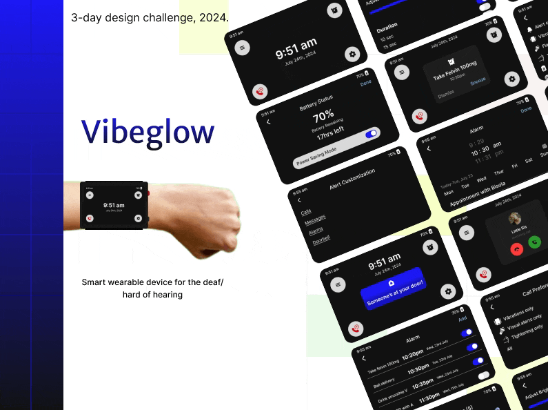 Smart Wristband for Deaf/Hard of Hearing Users accessibility deaf design designchallenge figma hardofhearing productdesign smartband smartwatch ui uiux design wearables wristband