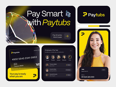 Paytubs - Payroll Saas Branding animation black brand brand ideas brand identity branding business design finance graphic design logo logo design logo motion motion graphics pay payments payroll saas vektora yellow