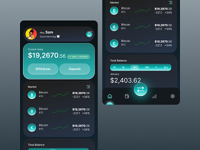 Crypto APP Design app crypto cryptoapp cryptoui currency darkmodeui design designer figmadesign financeapp fintechdesign graphic design interactiondesign market mobileappdesign productdesign ui ux wallet walletdesign