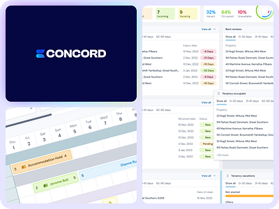 Concord | Asset management, scheduling & inspection SaaS app bookings dashboard design system figma interaction design listings management maps mobile app design native app prototype responsive web app saas scheduling settings ui ux