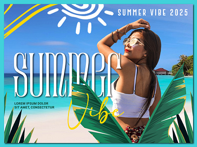 Summer Vibe Poster-2025 beach logo design graphic design hot summer logo identity illustration letters logotype sea logo sea poster sea relax logo simple summer poster