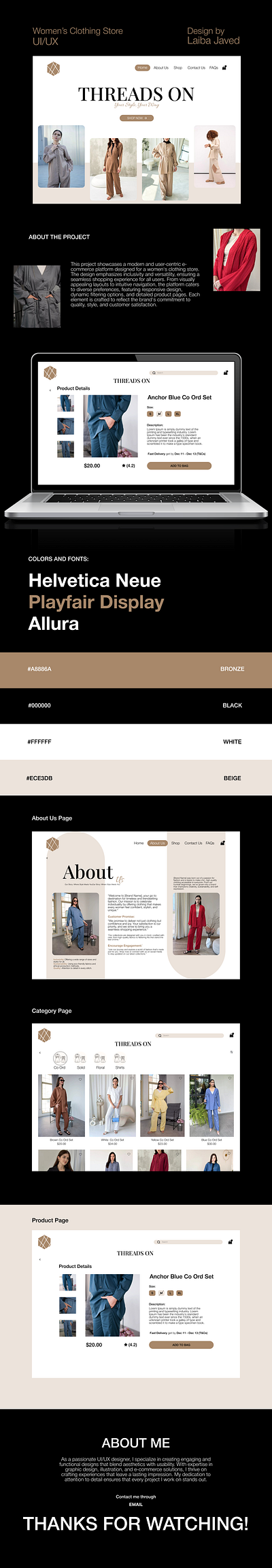 Threads On - Your Digital Wardrobe clothing website creative portfolio e commerce store fashion store design figma minimalist design responsive design ui user centric design user experience user interface webpages website design