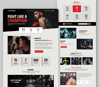 Boxing Training Club UI/UX Design design hero section interactive design landing page ui ux web project website design