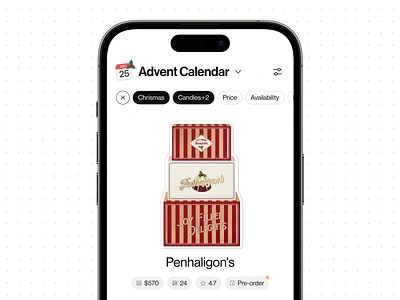 Advent Calendar 📅 advent app box calendar filter icons ios mockup sort sticker tabs tags ui