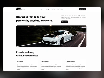 Trex cars - Luxury Car Rentals Website branding car hire car rental commitment confort high end cars insurance landing page luxury luxury experience luxury vehicles premium cars suite your personality ui ui design ux uxui web ui web ux website