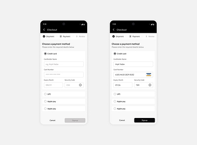 Credit Card Checkout UI app ui checkout ui dailyui user interface