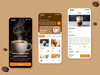 Coffee Shop App coffee shop app ui vector
