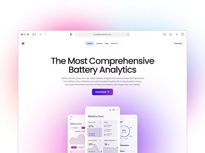 Battery Analytics Site analytics battery clean design minimal ui website