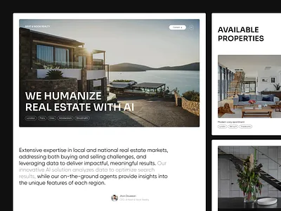 Real Estate with AI agency ai branding clean design developer humanize humanize ai landing page layout logo property property logo property marketing real estate real estate agency real estate branding real estate logo real estate web site realtor uxui