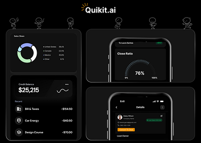 Streamlining B2B SaaS with Quikit.ai CRM branding color design screens ui ux vector