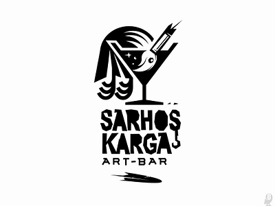 SARHOŞ KARGA art artbar artlogo bar barfly bird brush character cocktail composition crow drunk drunkbird illustration karga paintbrush sarhoş turkey turkish