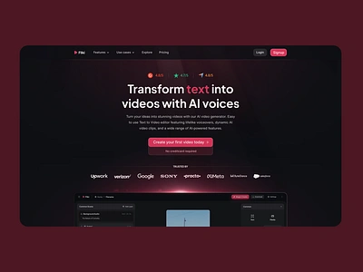 Fliki.ai - Rebranding Concept ai ai voices avatar video clips colossyan content creation creativeai dark theme hero idea to video product to video runway saas synthesia text to video translators veed video web design website design