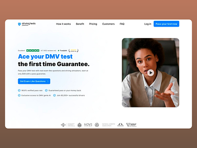 Driving Tests Premium Website ai powered learning design dmv test driving exam driving simulators driving tests driving tests premium exclusive homepage online driving test pricing test prep ui ui design ux ux design verified pass date web ui web ux website