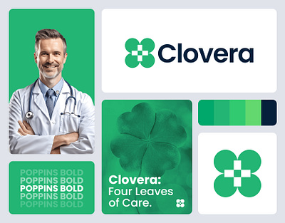 Clovera - Wellness care | Logo and brand identity design branding care logo clinic logo clover logo creative doctor health care logo logo medical logo minimal minimalist modern wellness logo