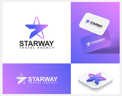 Starway- Travel agency | Modern Minimal Logo Design airlines airway logo branding creative design graphic design logo logo designer logo maker minimal minimalist modern paper plane plane logo star logo tour logo travel logo