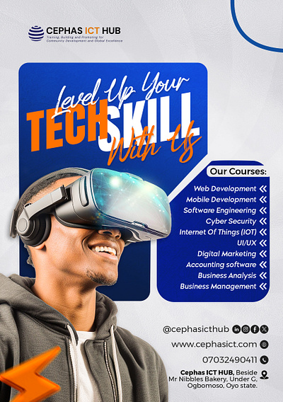 Tech Up branding cephas ict hub design flyer graphic design hemarez hemarez creativity ict level up logo oluwatimileyin skill tech typography vector