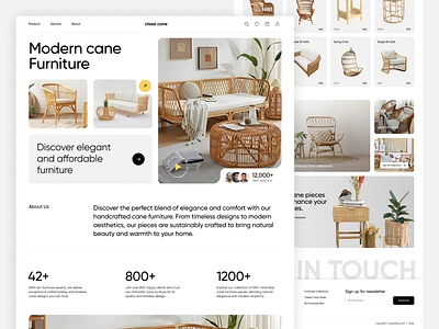 Cane Furniture Landing Page cane furniture chair clean design ecommerce furniture furniture website homedecor interior website minimal minimalist modern ui modern website online store real estate sofa ui web design website design