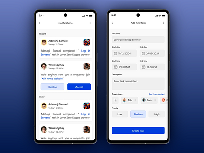 Layer zero mobile application app design dapp browser design mobile app mobile ui mobile ux notification system productivity app project management task management task tracking taskflow team collaboration team communication ui ui design ux ux design uxui workflow management