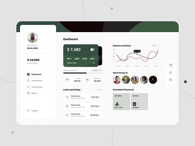 Financial Dashboard - UI Design bank clean ui dashboard dashboard design design financial dashboard green light mode minimal ui money panel product product design transaction ui ui design ux web web app web app design