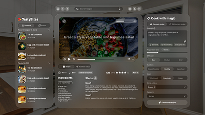 Cooking app for Augmented reality with AI features ai apple vision artificial inteligence cooking future of design mobile recipe spatial design
