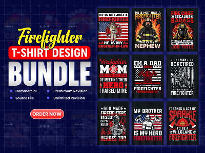 Firefighter T-Shirt Design Bundle