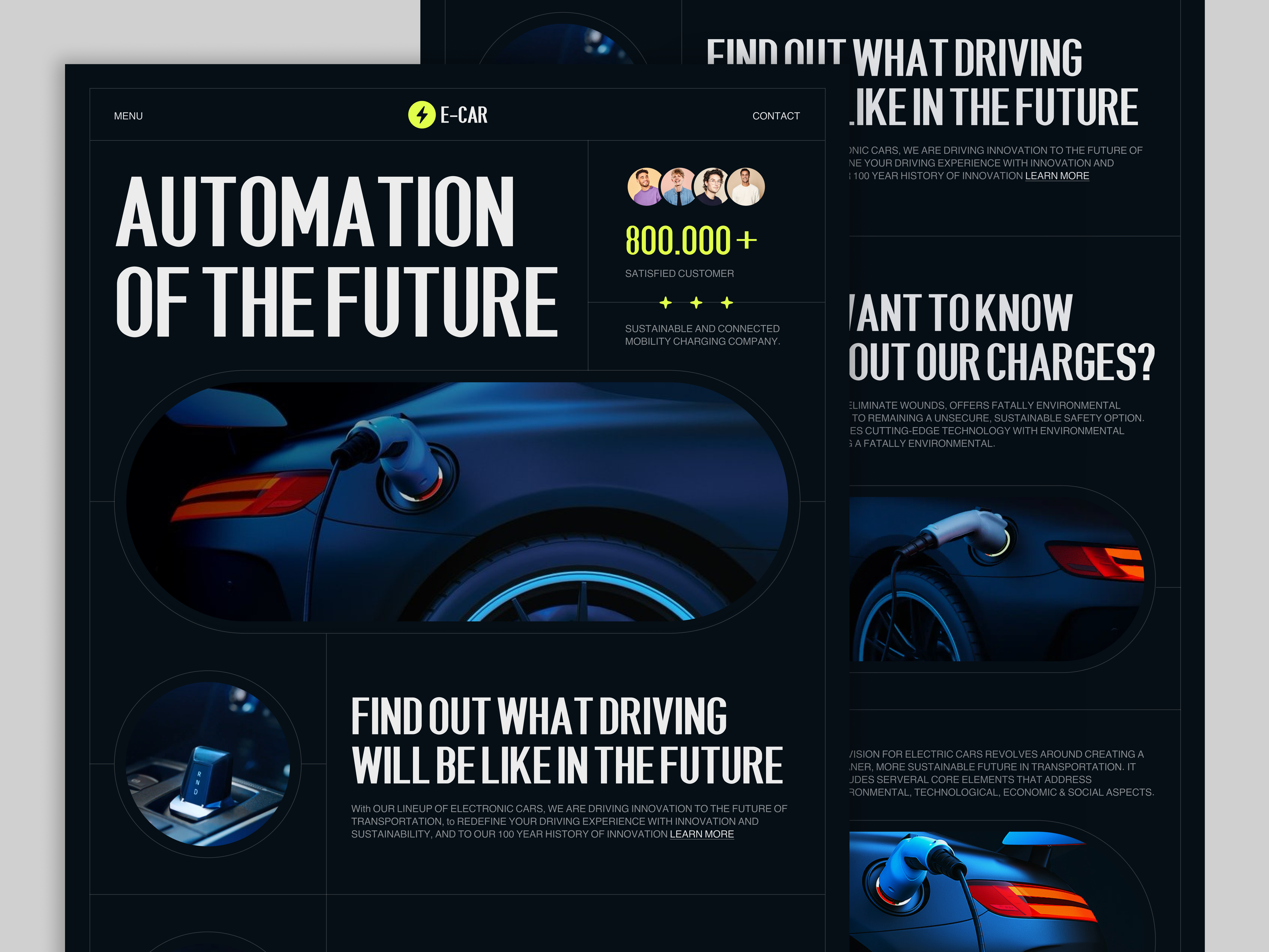 Example of Electric Car Website Landing Page