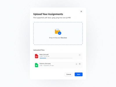 Upload File Modal - UI Element component custom design design challenge drag and drop figma file graphic design minimal product design saas ui upload upload file