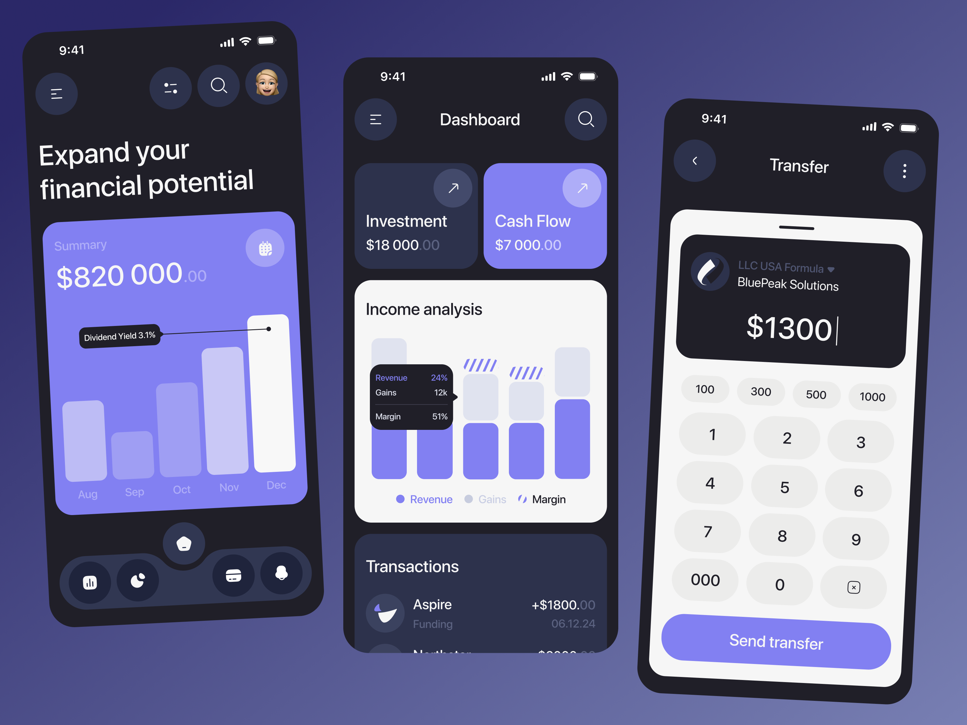 Investment application bank banking crypto finance fonding investment stock wallet