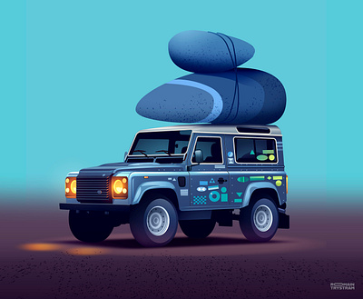 Defender mini automotive defender dribbblers editorial illustration magazine pro