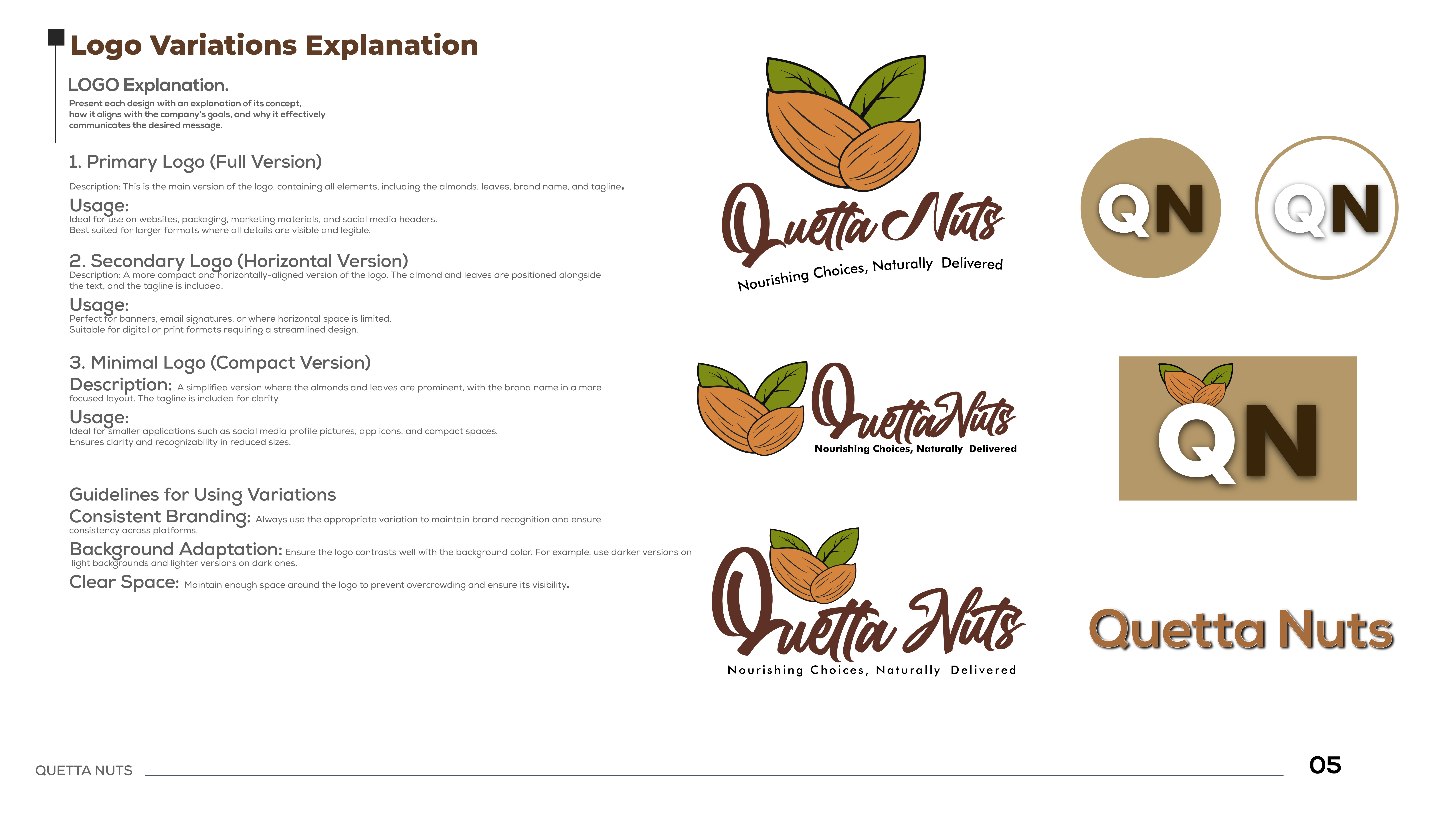 Example of Brand Guidelines For Quetta Nuts