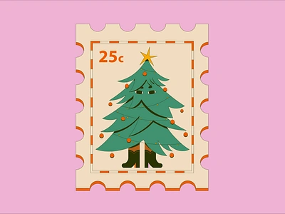 Douglas 25 character christmas cowboy boots design douglas fir illustration lights post stamp star studiobo studiobolland tree