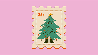 Douglas 25 character christmas cowboy boots design douglas fir illustration lights post stamp star studiobo studiobolland tree