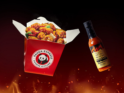 Panda Express x Hot Ones - Blazing Bourbon Chicken brand design branding chinese digital art digital illustration fast food food campaign graphic design hot sauce illustration jeffrey dirkse packaging panda panda express spicy