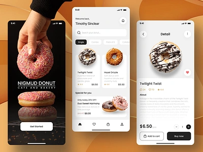 Nigmud - Donut Delivery App 🍩 app app design bakery branding cafe cake design donut e commerce food graphic design marketplace mobile mobile app mobile design pastry ui ui design uiux ux design