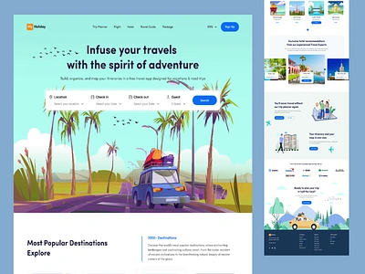 My Holiday - Landing Page animation booking booking platform clean free palestine hero section landing page motion graphics my holiday saas travel booking service ui ui design uiux web design