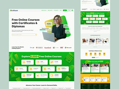 Alison Landing Page Redesign case study elearning figma landing page online course redesign ui ui design ux website website design