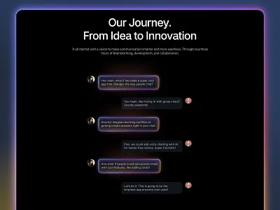 Snowie - About Us Journey | Webflow Template about us branding chat app chatting dark design hero journey landing mobile app saas ui webflow template website