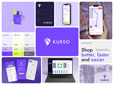 Kurso — Mobile App app branding design illustration indoor gps mobile app purple shopping ui ux