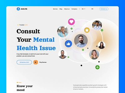 JAKJIK - Mental Health Landing Page branding cleandesign designer jakjik landigpagedesign landingpage mentalhealthlandingpage nft omarfaruk productdesign ui uiux uiuxdesign ux web website websitedesign webstieui webui webux