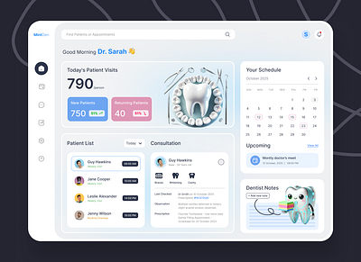 Daily Dental Dashboard creative design dashboard dental dentist design greatdesign health management minimal teeth ui uiuxdesign ux