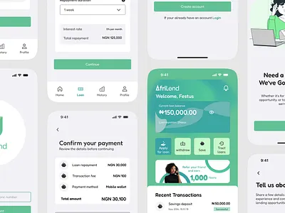 AfriLend branding fintech logo ui uiux