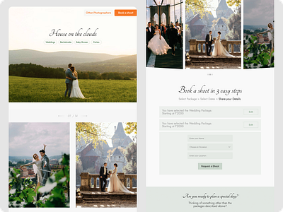 Landing Page about booking design home page landing page minimal photography shoots wedding