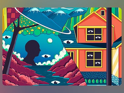 Illustration : Gaze of the Mountains art artist artwork colorful connection creative creative design creativity design eyes house illustrated illustration landscape mountauns nature observation people perspective surrelalism