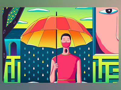 Artwork : Shelter in the Rain colorful design designposter drawings emotional hope illustrated illustration inspiration inspired mood nature paintings poster posterdesign protection rain reflection solitude umbrella