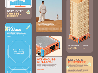 Mobile landing page for Martistel, warehouse automation startup design madebymad newcase site ui ux web website