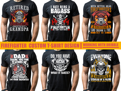 Firefighter T-shirt Design Collections branding design firefighter graphic design illustration t shirt design tee design vector